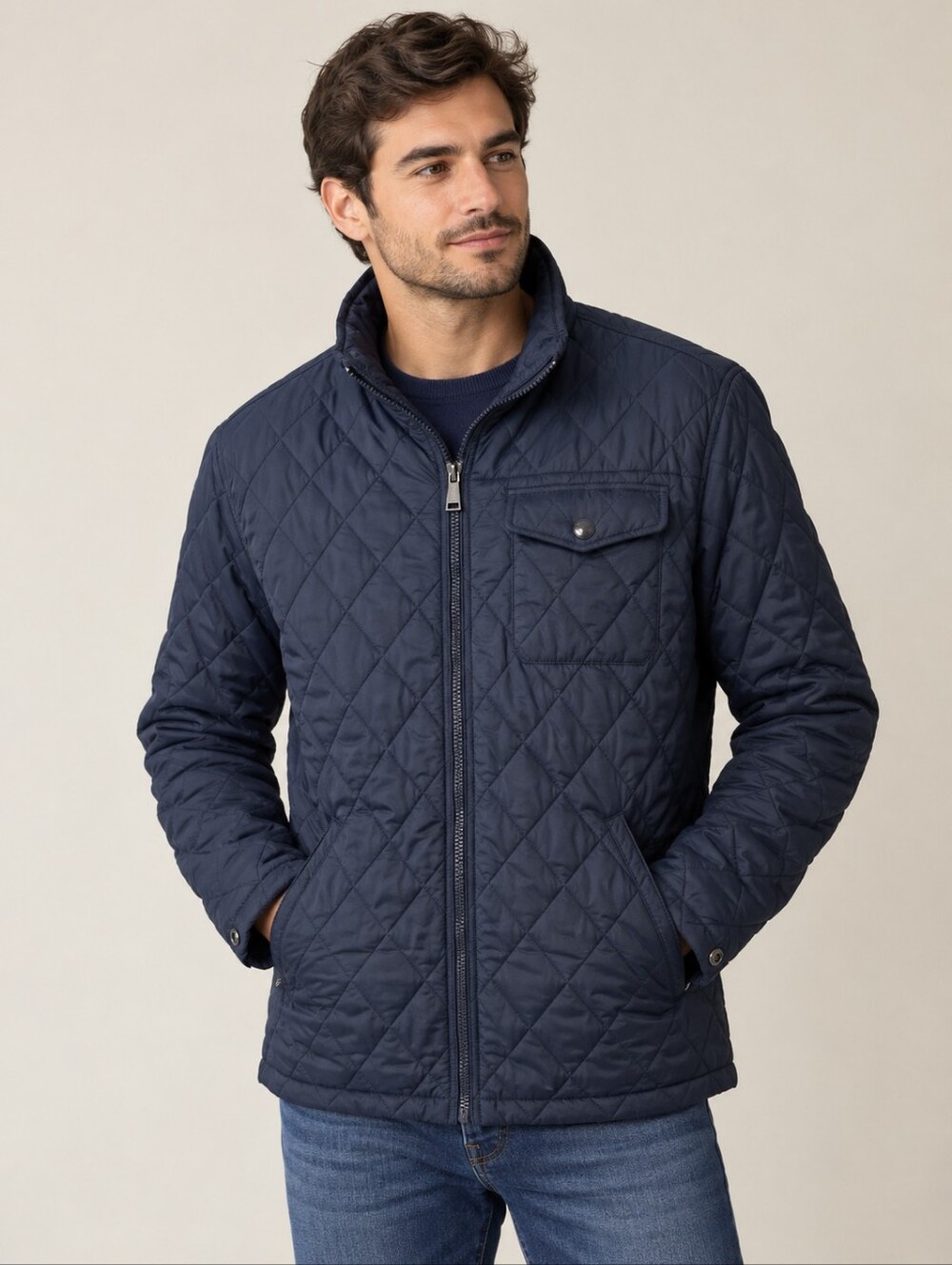 Polo Ralph Lauren Men Quilted Field Jacket Sz M Navy Blue